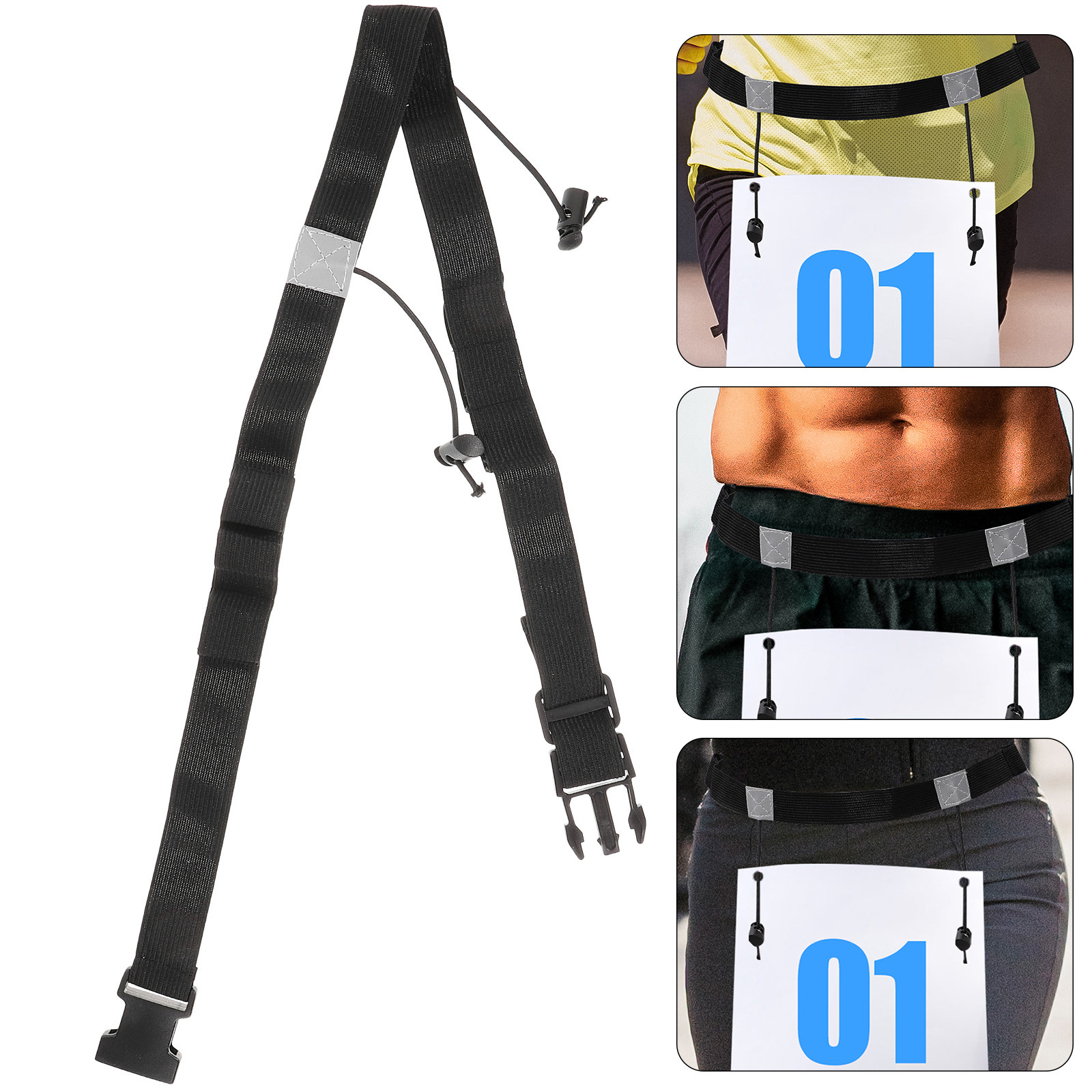 Race Bib - 2Pcs Race Number Belt Reflective Adjustable